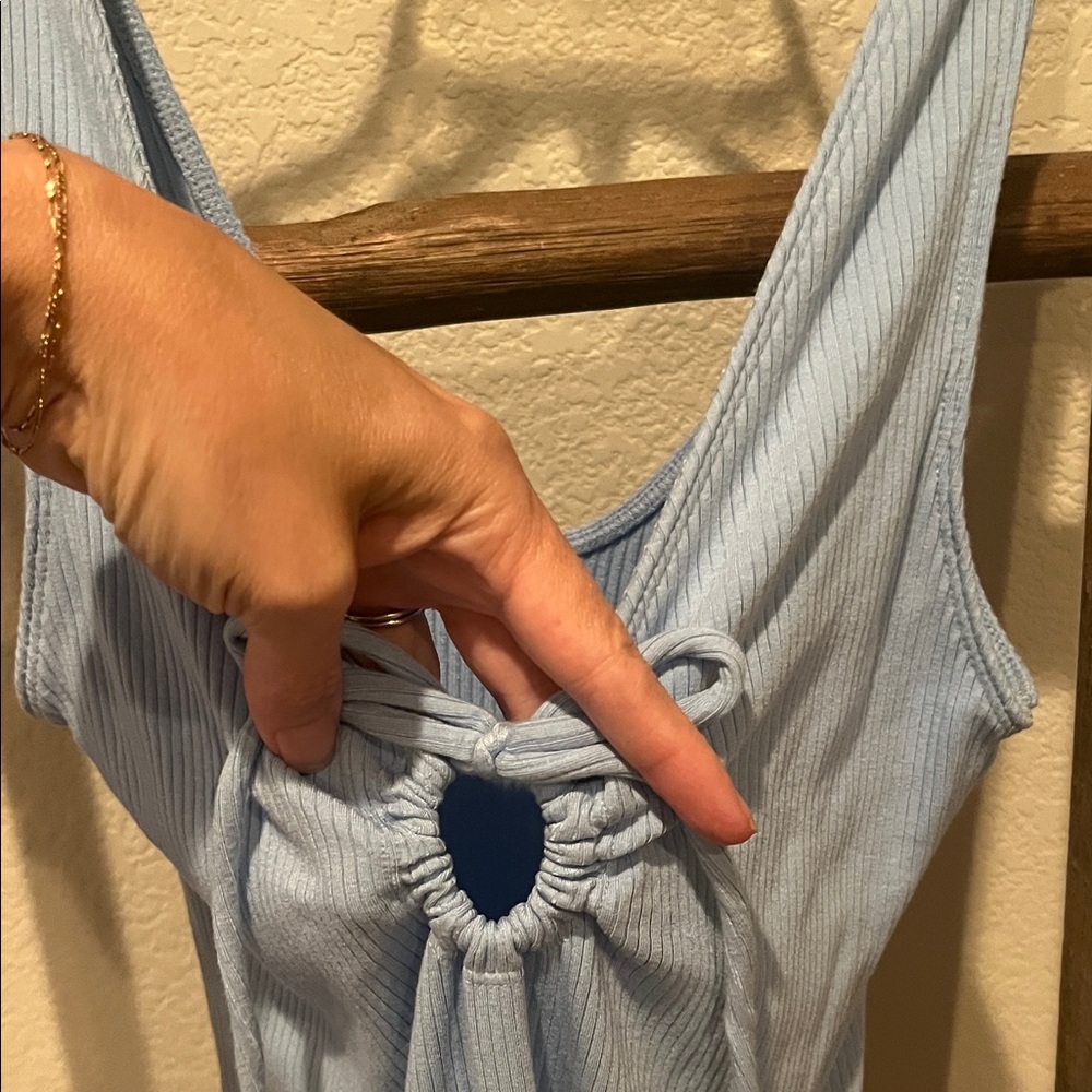Light Blue Ribbed Bodysuit - Picture 2 of 4